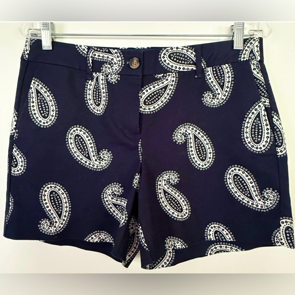 Boden Blue and White Chino Shorts with Paisley Print